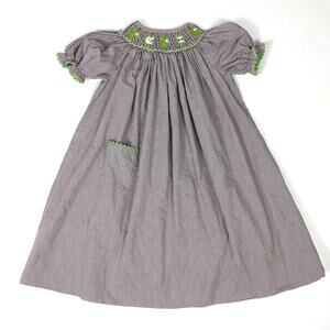 Amanda Remembered Dress Girls Sz 6 Brown Gingham Smocked Apple Fall School